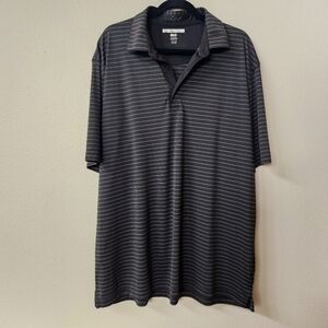 Greg Norman Men's Play Dry Polo Shirt in Black Gray Stripe Size XXL
